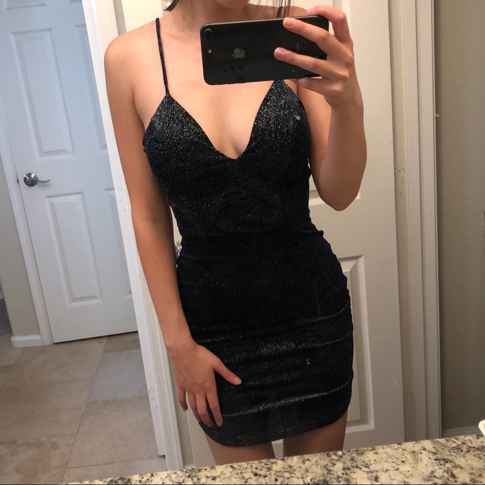 Sexy navy blue mini dress